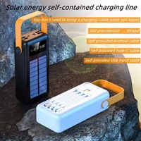 Batterie externe solaire portable 2025 avec logo personnalisé, chargeur rapide 30000 mAh, voyage avec câble, Powerbank 50000 mAh, batterie externe solaire