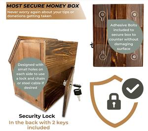 Boîte de donation personnalisable Pot à embout pour barman Boîte de vote à suggestion Boîte de verrouillage avec fente sur le dessus - Product Image 5