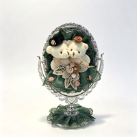 Miroir de table ours en peluche artisanal créatif et adorable, miroir de maquillage de bureau, miroir cosmétique, ornement cadeau de mariage