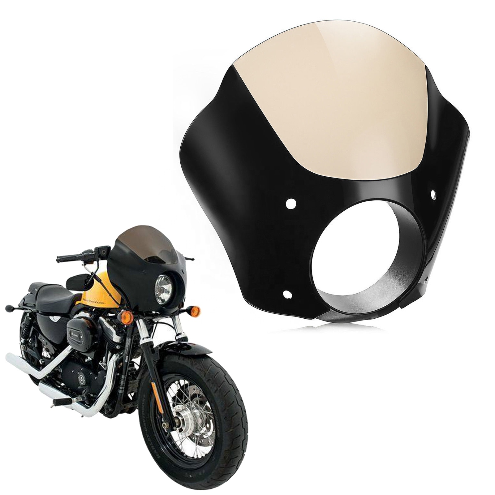 Sportster XL 883 1200 FXDL86-16用ブラックウィンドシールド