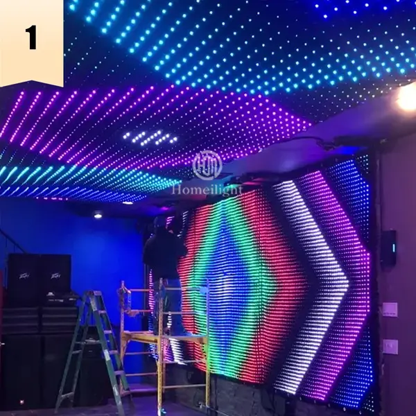 Homei cortina de vídeo RGB visión cortina de vídeo LED de fondo de boda visión estrella tela