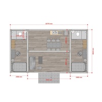 Maison conteneur de luxe préfabriquée démontable de 40 pieds, type flat pack, modulaire, avec 2 chambres, cuisine et séjour.