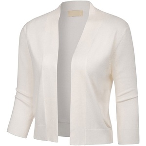 Women's Long Sleeve Coild Color Shrug <strong>Bolero</strong> Open Front Cotton Knitted <strong>Cardigan</strong> - Product Image 2