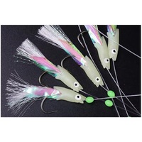 1/0 à 4 #   Ensemble de pêche Sabiki à 5 hameçons, têtes de poisson lumineuses, leurres de pêche phosphorescents avec lamelles scintillantes, pour la pêche en eau salée et en eau douce