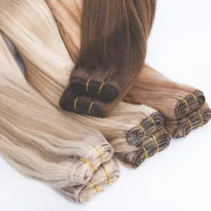Grosir cerpelai mentah rambut manusia menenun bundel rambut Virgin vendor sampel rambut perawan tenun