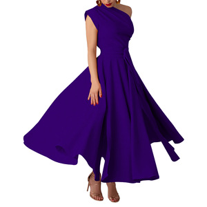 Exclusivo para el verano, moda novedosa, gasa para mujer, lentejuelas, sin mangas, cuello Diagonal, Color sólido, cintura ajustada, Trompeta/sirena - Product Image 6