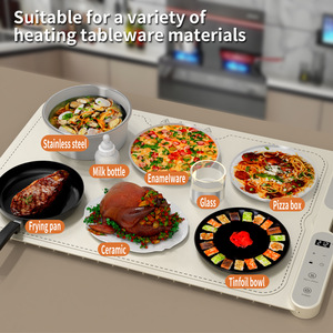Plateau chauffant électrique, 6 niveaux de température, contrôle du minuterie 9 heures, verrouillage de sécurité pour enfants, tapis chauffant pour aliments pour fêtes, buffets, réunions - Product Image 2