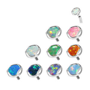 Grosir 14G/16G <span class=keywords><strong>Titanium</strong></span> Opal Micro Dermal Anchor Top tindik modis ASTM F136 pusar cincin emas Plating Fashion tubuh - Product Image 1