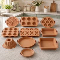 Moule à muffins rond en silicone 6 cavités avec cadre métallique renforcé et doubles poignées 30x16x4cm