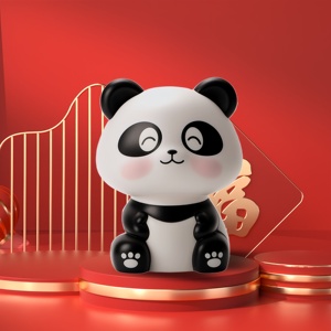 Panda porte-bonheur solaire à tête oscillante automatique, en ABS, mignon, pour tableau de bord de voiture, bureau, décoration intérieure - Product Image 4