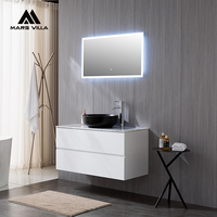 Meuble-lavabo mural blanc sur mesure 24, 30 ou 36 pouces avec miroir et armoire pour salle de bain