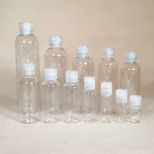 制造商制造带filp盖的水pet瓶100毫升120毫升透明透明化妆品包装瓶