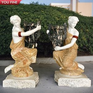 Dame extérieure en marbre de grande taille avec vase <span class=keywords><strong>Pot</strong></span> de fleurs - Product Image 2