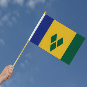 2024 Usine Offre Spéciale Saint-Vincent-et-les Grenadines Poteau en bois Drapeau ondulé à la main pour les vacances générales - Product Image 5