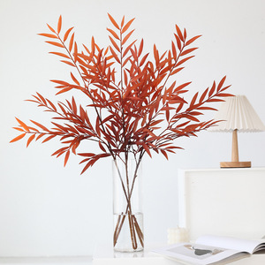 Planta Artificial de Hojas de Sauce de 30cm-100cm de Altura, Simulación Realista, Decoración para Jardín y Hogar, Flor Decorativa de Otoño, Naranja, PVC, Plástico - Product Image 2
