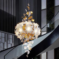 Lustre en cristal Feuille d'érable, design artistique, pour villa et hôtel, suspension flocon de neige, lustre suspendu personnalisé Feuille d'érable pour escaliers