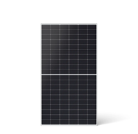Modul Panel Surya Instalasi Vertikal 585W Setengah Sel Hitam Sepenuhnya, Efisiensi Tinggi Tipe-N HJT Bifacial Kaca Ganda