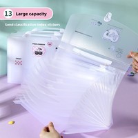 Bolsa Portadocumentos de Gran Capacidad, Personalizable, Multicapa, de PP, con Diseño de Oso Feliz, Transparente, para Estudiantes