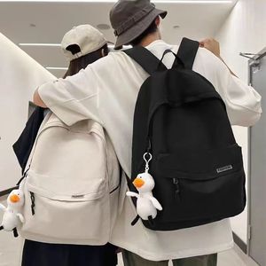 Simple Japanese Style Casual <b>Backpack</b> 18 In <b>Large</b> Capacity Unisex Student <b>Backpack</b> Solid Color Interior Compartment - Product Image 4