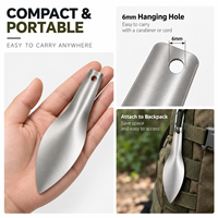 Vente en gros de pelle de jardin en titane pur de 155 mm, pelle à feuilles portable, pelle multifonctionnelle pour le camping et les activités de plein air