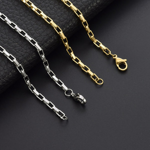 Wholesale Women Gold Filled Square Box Chain Stainless Steel Rectangle Link Choker Necklace - Product Image 6
