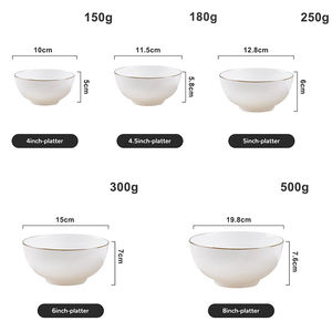 Ingrosso all'ingrosso 4.5/5/6/8 pollici Bone <span class=keywords><strong>China</strong></span> zuppa ciotola di lusso bianco puro ceramica di frutta ciotola di insalata con bordo in oro - Product Image 2