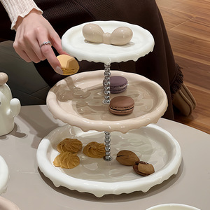 Bandeja de Cerámica de Tres Niveles para Frutos Secos, Plato para Aperitivos, Frutero para el Hogar, Estilo Moderno y Lujoso, Gran Venta - Product Image 2