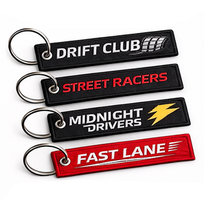 Accessoires personnalisés d'usine : Porte-clés en tissu double face avec broderie de logo de marque et lettres, style Jet Tag - Product Image 1