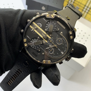 Nuovo 2026 DZ7332 Orologio Sportivo Cronografo da <span class=keywords><strong>Uomo</strong></span> Nero con 4 Fusi Orari, Oversize, in <span class=keywords><strong>Acciaio</strong></span> Inossidabile con Cinturino in Pelle e Quadrante Luminoso - Product Image 3