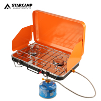 STARCAMP Réchaud à gaz extérieur portable à deux brûleurs Réchaud de cuisine pliable en acier pour camping Propane Butane Méthode d'application de pulvérisation de carburant