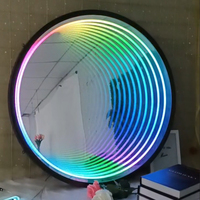 Enseigne publicitaire LED RGB circulaire personnalisable, effet néon, fabriquée en usine, avec miroir Abyss et miroir à mille couches, pour la maison et les entreprises