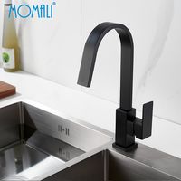 Robinet de cuisine Momali à col de cygne, à levier unique, à hauteur de plafond, noir mat, pour eau chaude et froide, robinet de lavabo en cascade
