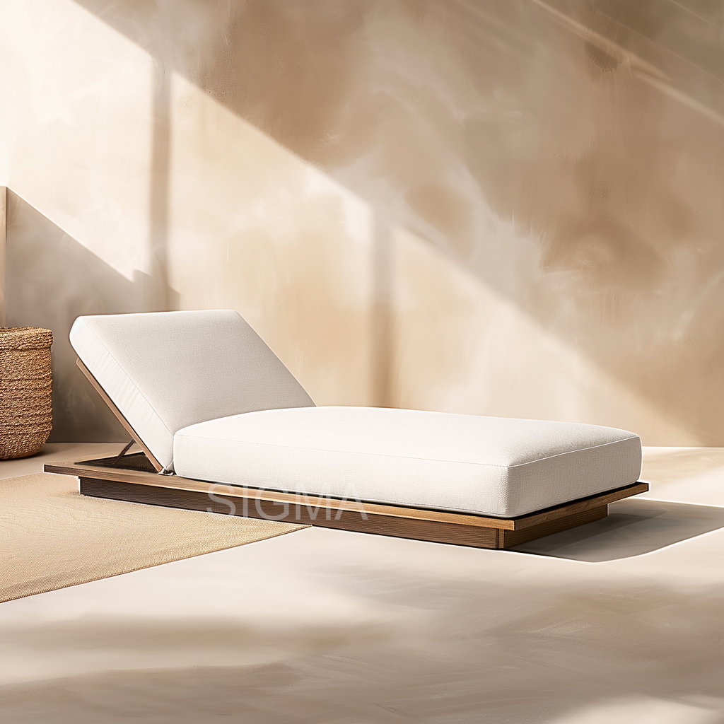 Luxury Solid Teak Wood Sun Lounger Chaise Outdoor Furniture Seat Beach Sun Lounge Chair