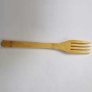 Fourchette à quatre branches en bambou 19*2.7, ustensile à dessert, lavage à la main uniquement, ensemble de vaisselle de couleur unie pour fruits, gâteaux et pâtisseries - Product Image 2