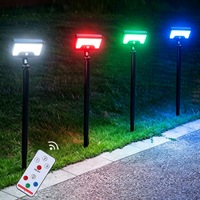 Lampu LED Tenaga Surya 4 Warna dengan Sensor Gerak PIR, Dapat Diisi Ulang via USB, Dapat Diputar 360 Derajat, Lampu Taman Rumput