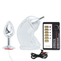 Plug Anal Dispositif de Chasteté Cock Cage érection empêchée gland Choc électrique