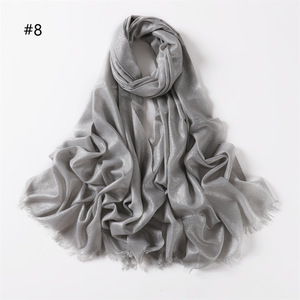 Syal Benang Rayon Emas Warna Solid Populer Selendang Wanita Grosir Jilbab Malaysia Syal Gemerlap - Product Image 5