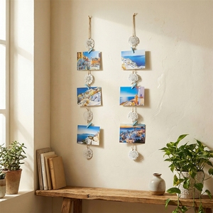 Décoration murale <span class=keywords><strong>photo</strong></span> de style méditerranéen Hailan, cadre, à suspendre, cœur de fille, pinces en corde de chanvre - Product Image 4