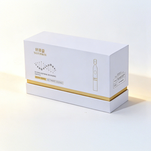 Scatola di Imballaggio Cosmetico di Lusso Personalizzata in Carta Rigida con Foglia d'Oro Bianca e Vassoio Interno per Siero Essenziale e Fiale per la Cura della Pelle - Product Image 1