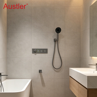 Système de douche thermostatique à main moderne en cuivre gris fusil avec 3 fonctions