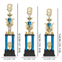 Trophées ABS de haute qualité, trophée à quatre piliers bleus, tasse bleue, base noire, plusieurs tailles, prix de cérémonie, réunion sportive SZ13
