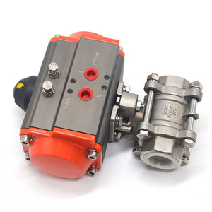 Vanne à bille pneumatique à trois pièces, 1 pouce, en acier inoxydable, avec raccord fileté pour l'eau, fonctionnement à température normale - Product Image 1