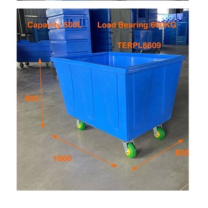 500l प्लास्टिक क्रट ट्रॉली वाणिज्यिक कपड़े और भंडारण के लिए पहियों हैंड कार्ट के साथ - Product Image 5