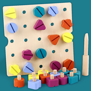 Jouets éducatifs pour enfants, blocs de construction en bois pour enfants, vis et écrous à démonter, jeu de correspondance des formes et des couleurs, jeu de <span class=keywords><strong>Sudoku</strong></span> Montessori - Product Image 2