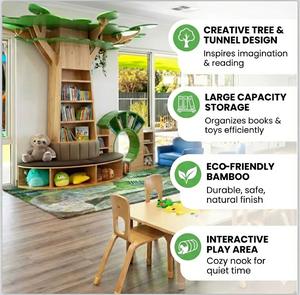 Ensemble de meubles en bois Montessori pour maternelle et garderie, bibliothèque d'étude et d'apprentissage pour enfants, étagère arbre pour centre de puériculture - Product Image 3