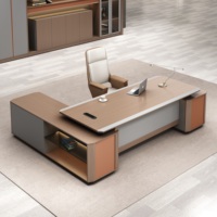 Escritorio Ejecutivo de Lujo en Forma de L, de Alta Gama, con Materiales de Madera Ecológicos y Muebles de Almacenamiento para Oficina de Gerencia