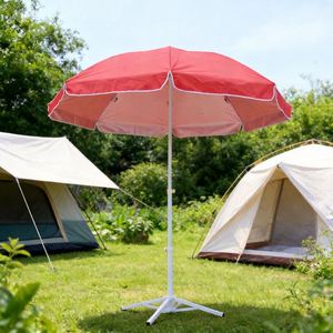 Sombrilla de Playa y Patio con Revestimiento Anti-UV Plateado, Resistente al Viento, de 1.3m, Color Liso, con Soporte de Hierro Ajustable en Altura - Product Image 1