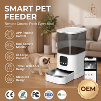 Distributeur automatique de nourriture pour chat 5L avec contrôle par application, minuterie, double alimentation, batterie rechargeable, bol en plastique et acier inoxydable