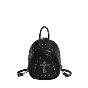 Mode Rivet jésus croix unisexe sacs à dos en cuir PU Style Punk sacs pour adolescents sac à dos sac à dos Y2K Vintage sac de voyage - Product Image 6