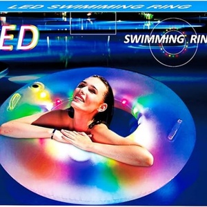 Bouée de piscine gonflable LED pour adulte, bouée de natation LED 105 cm, grand radeau gonflable pour l'été et la plage - Product Image 6